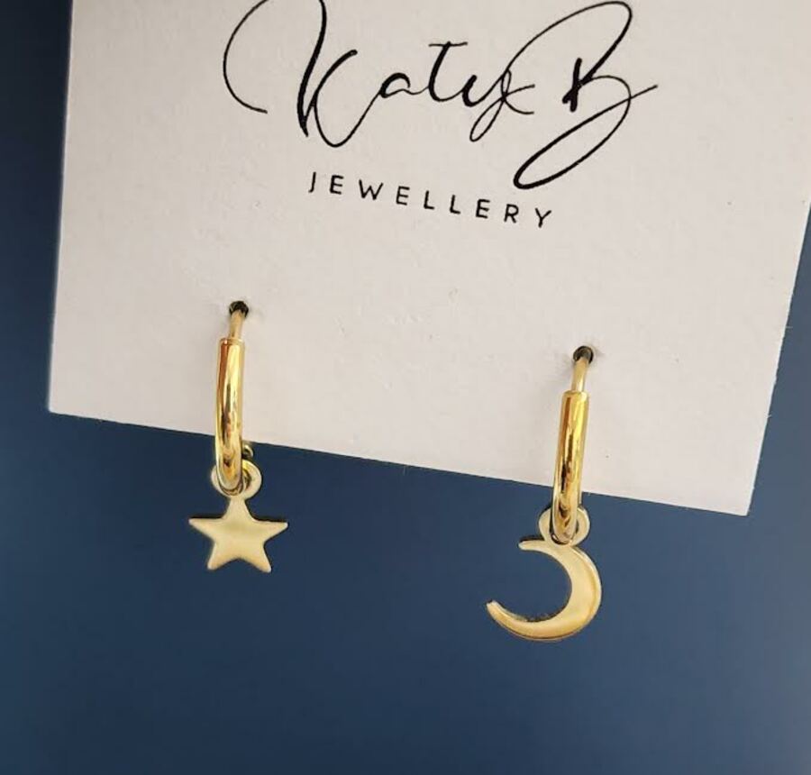 Katy B Star & Crescent Hoop Earrings - Gold