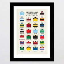NZ Rugby Unions - A3 Print - Glenn Jones - FRAMED